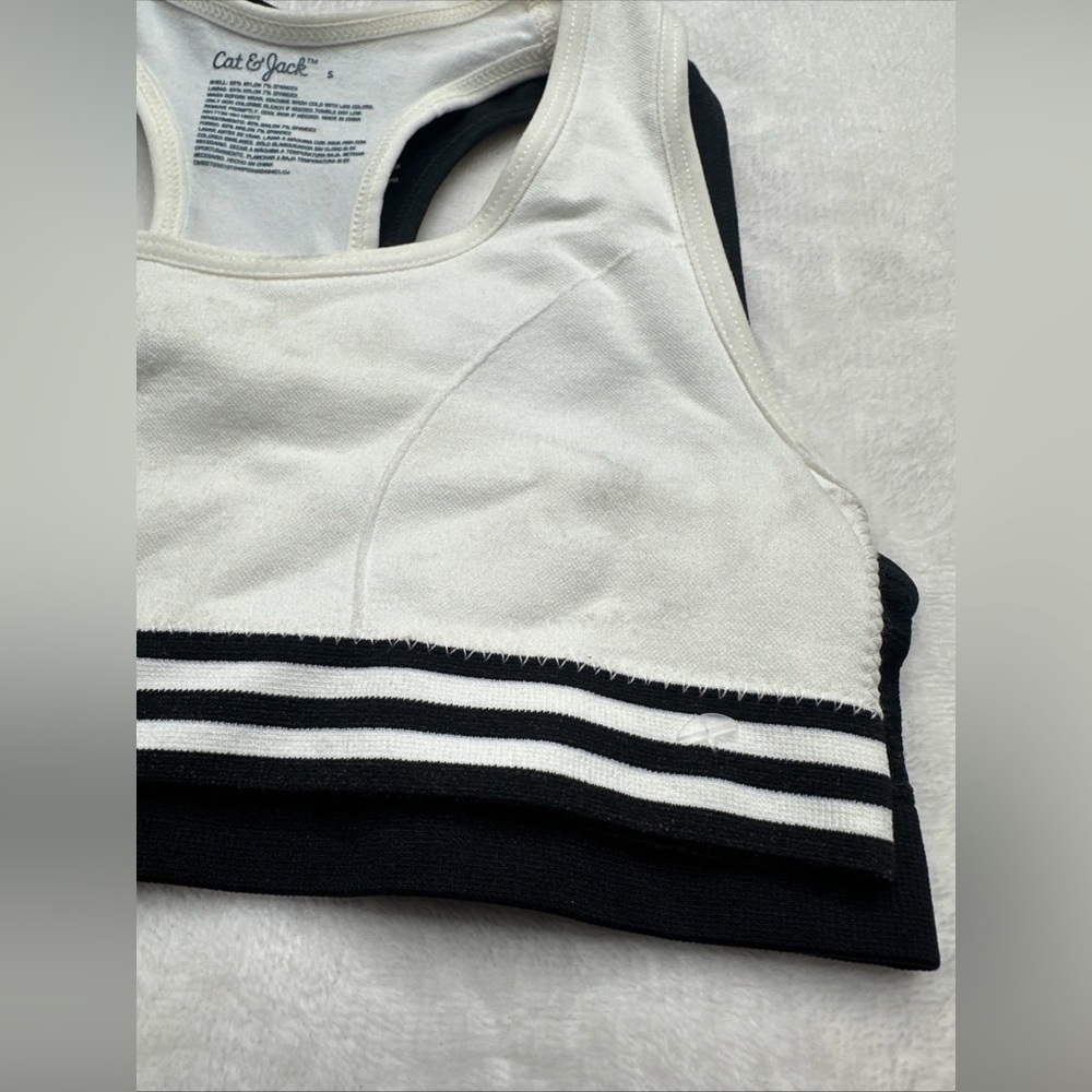 Cat & Jack Girls Sport bra seamless Pullover Black & white 2pk Size S - Picture 2 of 12